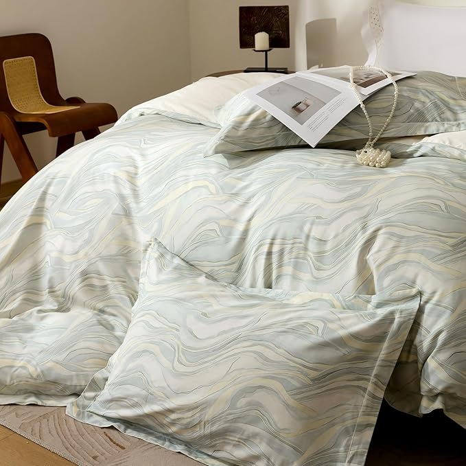 OAITE Duvet Cover Set Queen Size Floral Pattern Ultra Soft 100% Cotton Duvet - Image 4