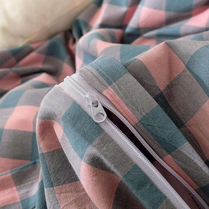 mixinni Plaid Duvet Cover Set King Purple - Image 8