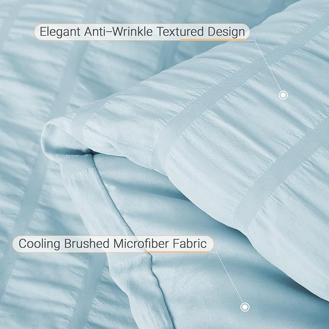 MUXHOMO 5 Pieces Twin Comforter Set, Seersucker Bed in a Bag Twin Size - Image 6