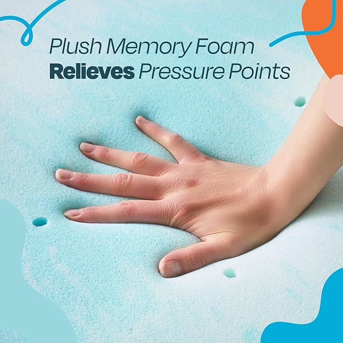 Linenspa 3 Inch Swirl Gel Memory Foam Mattress Topper, Twin Size – Cooling Gel - Image 3