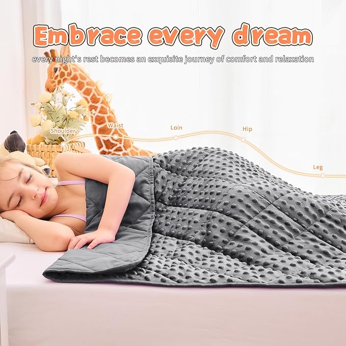 Grey Weighted Blanket Kids 10lbs, Breathable Cooling Minky Heavy Throw Blanket - Image 4