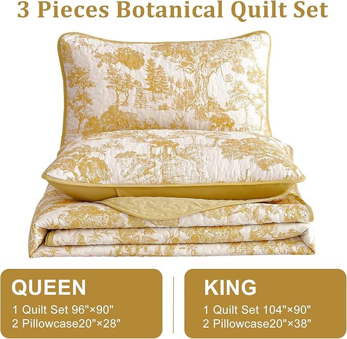 WONGS BEDDING Botanical Quilt Set King Size - Image 7