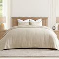 EVERGRACEHOME Cross Stitch Pre-Washed Cotton Quilt Bedding Set King Size by EVERGRACEHOME