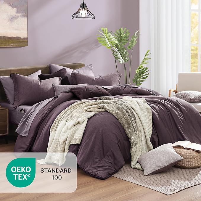 Monbix Full Size Comforter Set, Italian Plum Bedding Comforter - Image 5