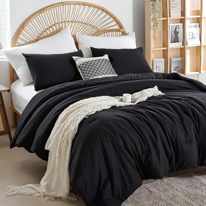 weigelia Full Size Comforter Sets Modern 3PCS Microfiber Black Comforter Full by WEIGELIA