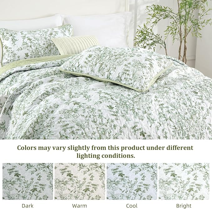 WONGS BEDDING Quilts Queen Size, Sage Green Quilt Bedding Set - Image 6