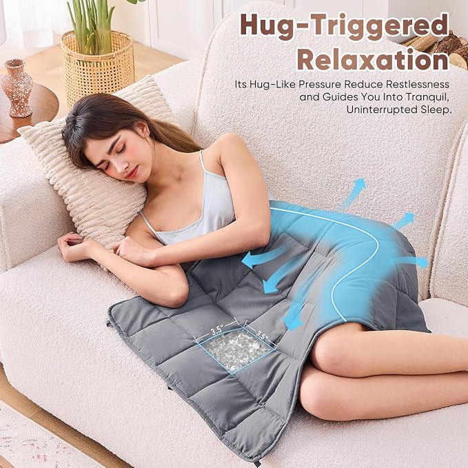 Weighted Lap Blanket for Adults 7lbs, Portable Travel Weighted Blankets - Image 3