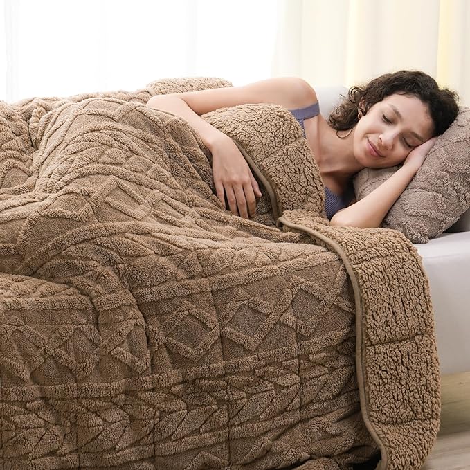 Cottonblue Jacquard Sherpa Weighted Blanket 20lbs - Image 8