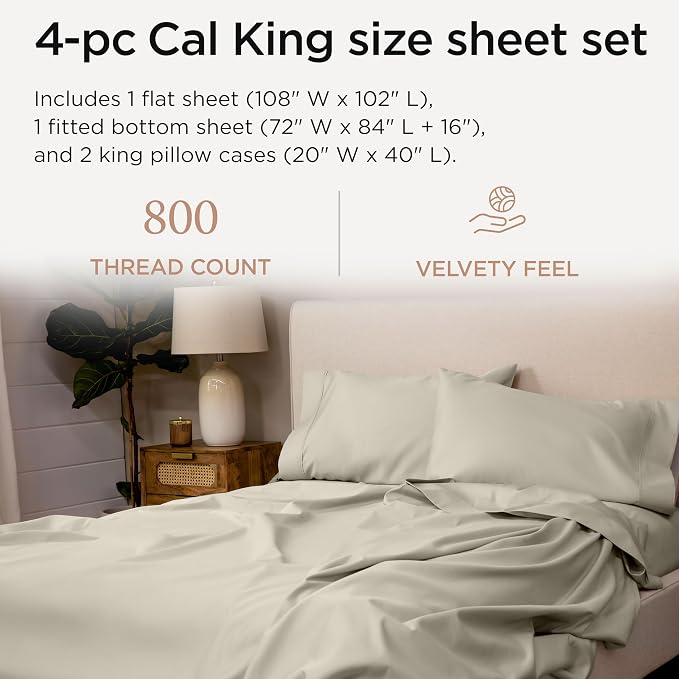 Threadmill California King Sheet Sets | 800 Thread Count Cal King Bed Sheets Set - Image 2