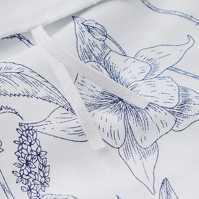 SUSYBAO Blue White Flower Duvet Cover King 100% Cotton 3 Pcs Set 1 Vintage Navy - Image 4