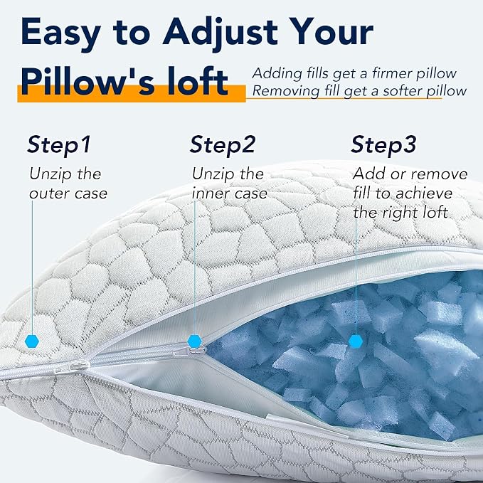 QUTOOL Cooling Pillow for Sleeping, CertiPUR-US Shredded Memory Foam Queen - Image 9