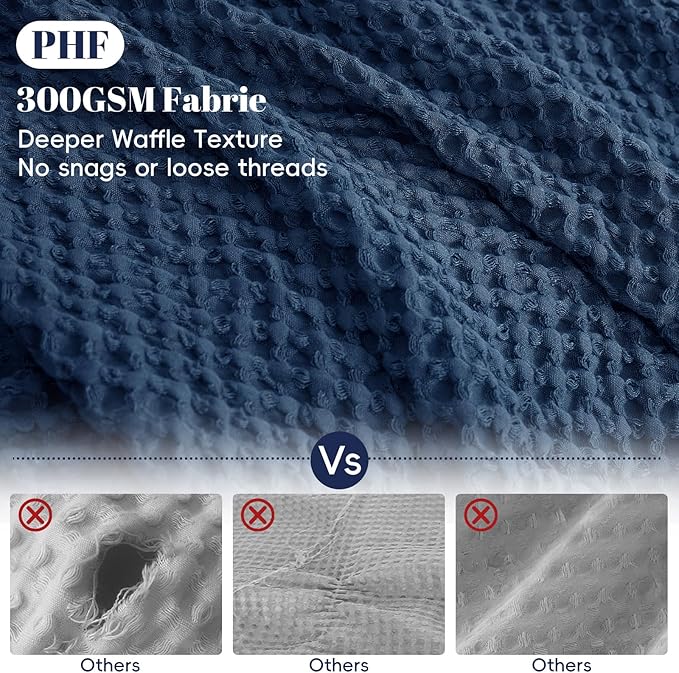 PHF Waffle Weave Duvet Cover Set Twin/Twin XL Size, No Snagging Soft Luxury - Image 3