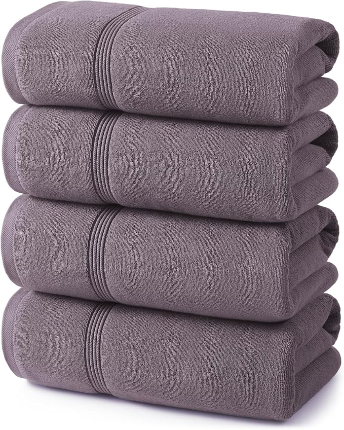 ecolook Bath Towels Set of 4, 100% Cotton, 27 x 55 Inches, Quick-Drying & by Unknown