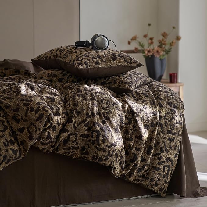 mixinni Leopard Duvet Cover Twin XL Size Yarn-Dyed Leopard Print Jacquard - Image 5