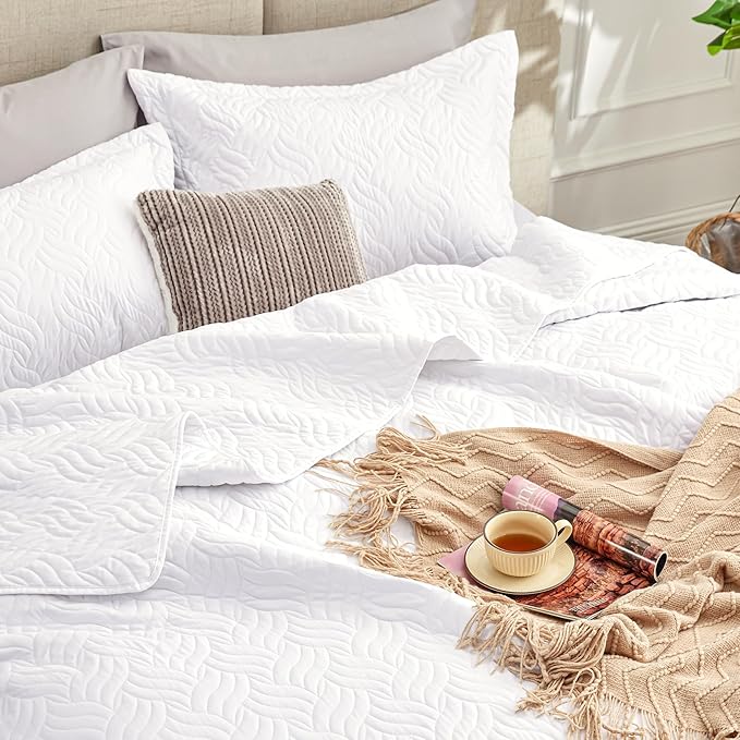 Love's cabin Twin Quilt Set White Bedspreads - Image 6