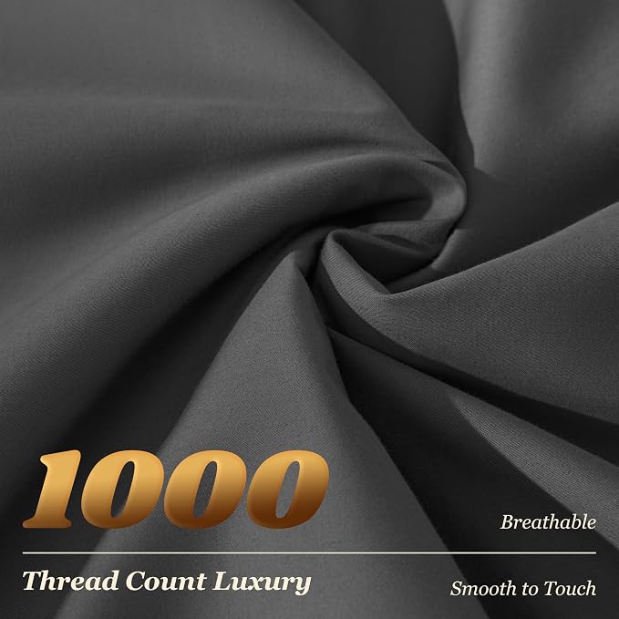 LBRO2M 100% Cotton Sheets Set Deep Pocket 19", 1000 Thread Count Queen Size 4 - Image 4