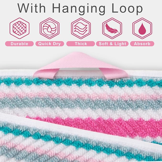 Pink Soft Towel Set, 2 Bath 28"x52", 2 Hand 16"x27", 2 Wash Cloth 13"x13 - Image 2
