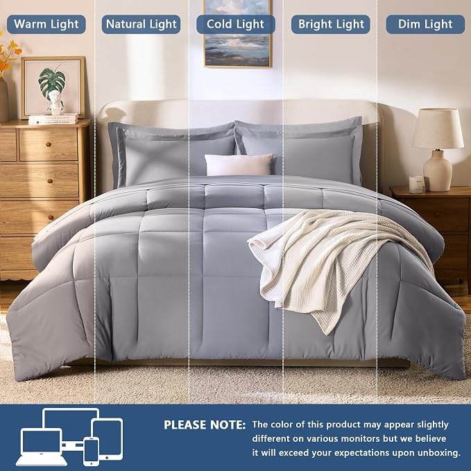 CozyLux Full Size Comforter Sets Grey - Image 7