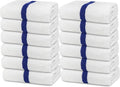 Avalon Towels 100% Cotton Pool Towels White Beach Towels Blue Stripe Pack of 12 by AvalonTowels