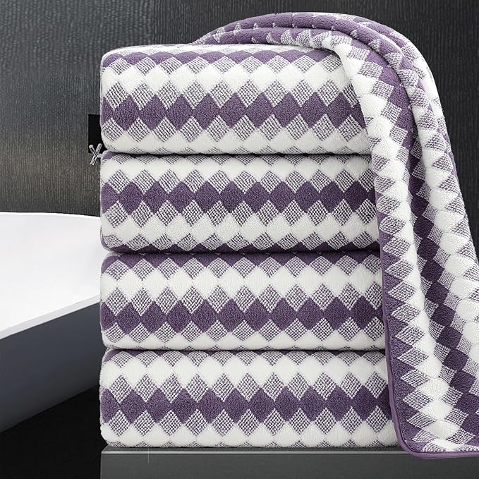 4 Piece Extra Large Bath Towel Set Oversized Bath Sheet 35"x70" Bathroom Towel by MAGGEA