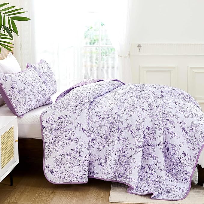 WONGS BEDDING Quilt Queen Size, Botanical Quilt - Image 3