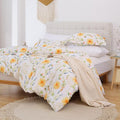 JSD Yellow Floral Duvet Cover Set King Size, 3 Piece Spring Printed Microfiber by JSD