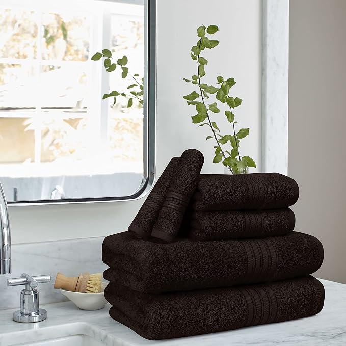 BOUTIQUO 6 Pack Cotton Towel Set, Contains 2 Bath Towels 28x55 inch, 2 Hand - Image 3