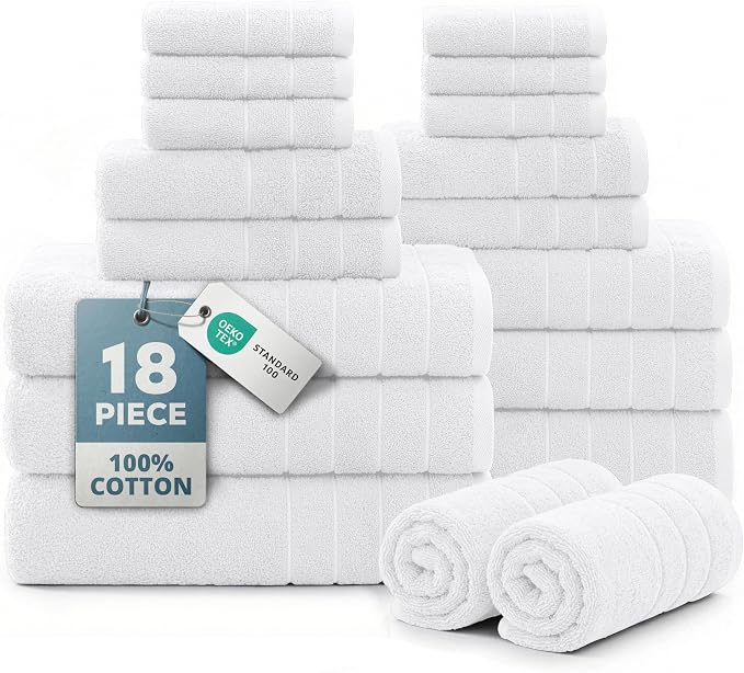 CASA PLATINO 100% Cotton Bath Towel Set 18 Pc by CasaPlatino