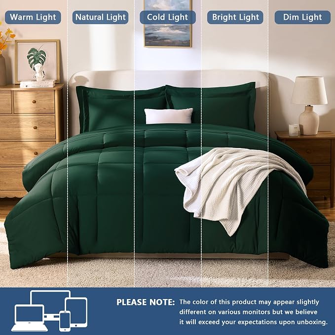 CozyLux Twin XL Comforter Set Emerald Green - Image 5