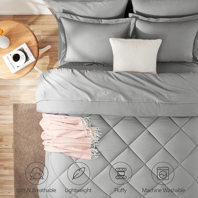 CozyLux Full Size Comforter Sets Light Grey - Image 2