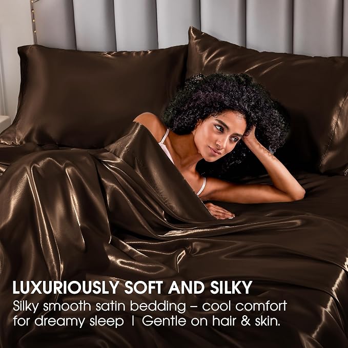 FreshCulture Satin Sheets Twin Size Bed Set - Image 6