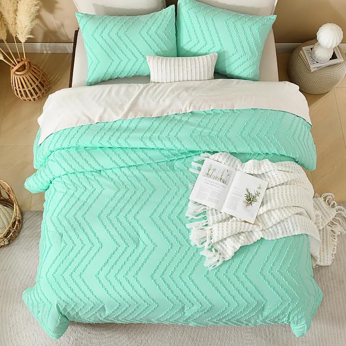Andency Mint Green Comforter Set Full Size, Boho Soft Warm Tufted Neutral - Image 5