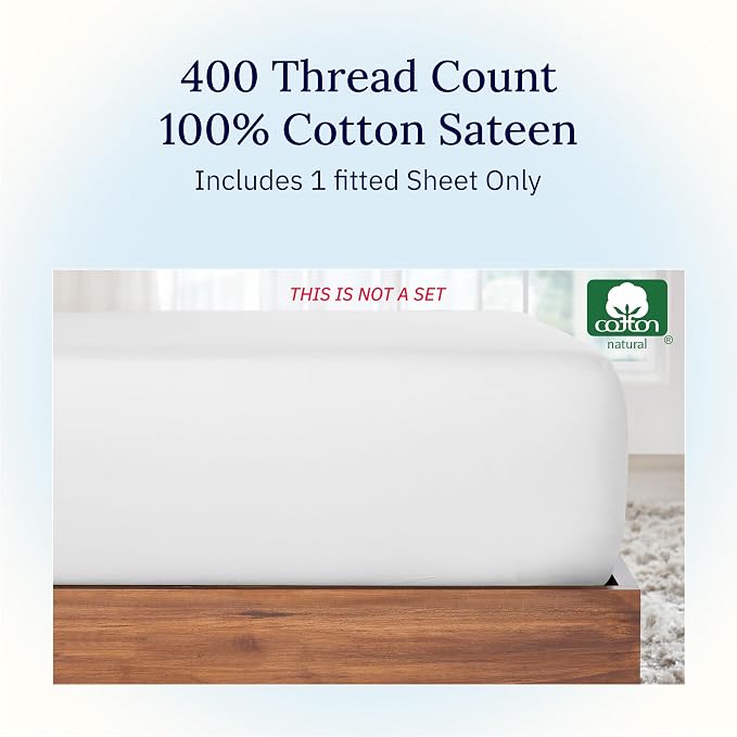 California Design Den Antique White Fitted Sheet Full Size, Deep Pocket Soft - Image 4