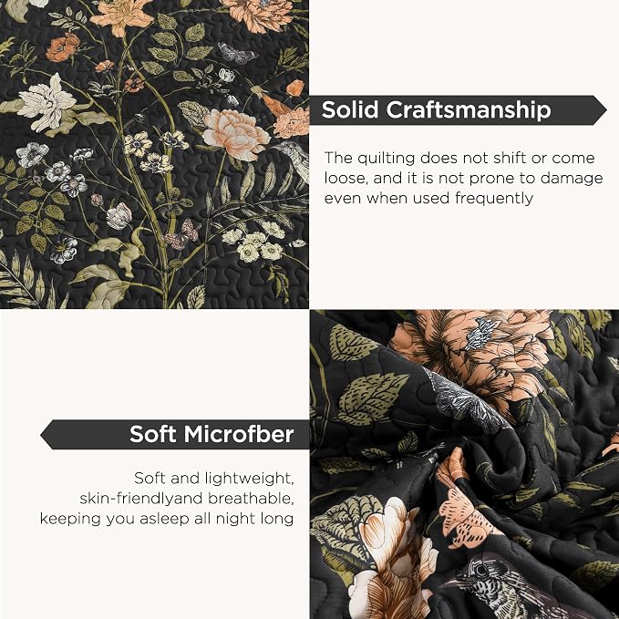 Litanika Floral Black Quilt King Size - Image 6
