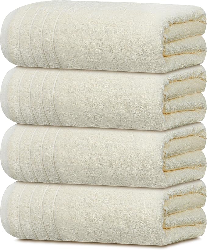 Tens Towels Pack of 4 Extra Large Bath Towels 30 x 60 Inches, 100% Cotton by TensTowels