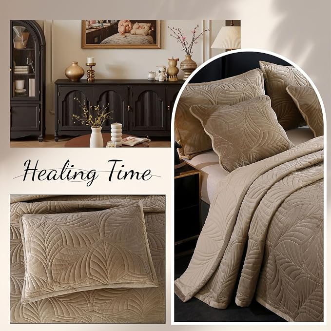ROOMLIFE Quilt Set Full Size 3D Floral Embroidery Pattern 3-Piece Cotton - Image 6