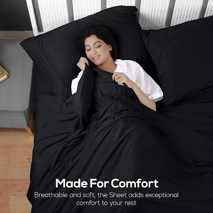 Utopia Jersey Knit 4-Piece Queen Sheet Set Cotton Sheets Soft, Stretchy T-Shirt - Image 7