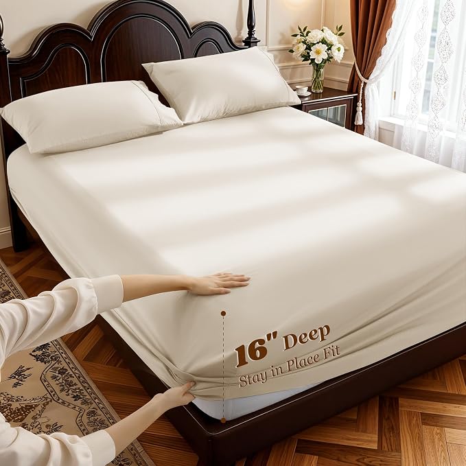 LBRO2M 1000 Thread Count 100% Egyptian Cotton Sheets Set Full Size, 4 Piece - Image 4
