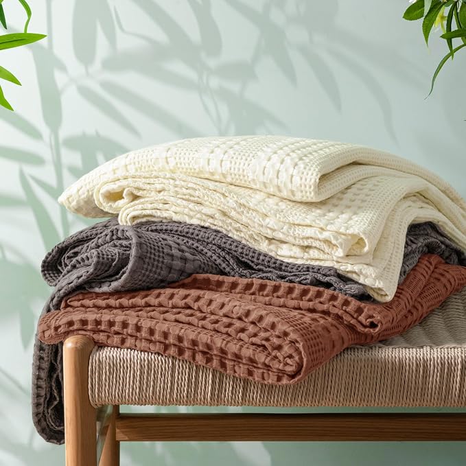 PHF Cooling Waffle Blanket King Size, Lightweight 60% Rayon from Bamboo & 40% - Image 6