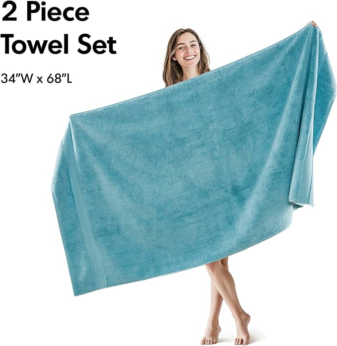 Madison Park 800GSM Bath Sheet Towel Oversized 34" x 68" 2 Pack 100% Cotton - Image 4