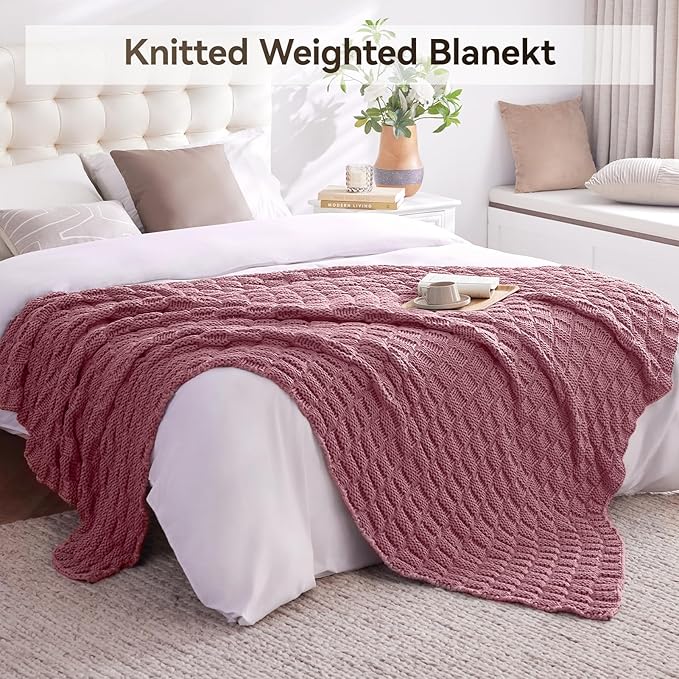 Knitted Weighted Blanket for Adult, No Beads Heavy Blanket 50” x 60'' 7lbs - Image 6