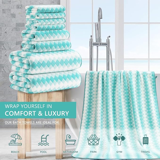 8 Piece Bathroom Towel Set |2 Oversized Bath Towels, 2 Hand Towels, 4 - Image 2