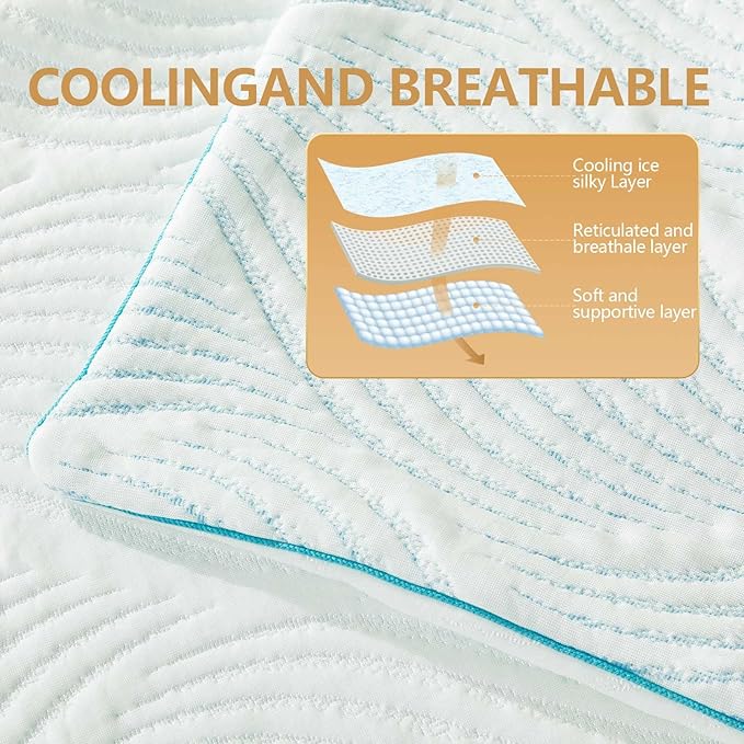 Pillows Standard Size Set of 2 Cooling Memory Foam Pillows - Image 7