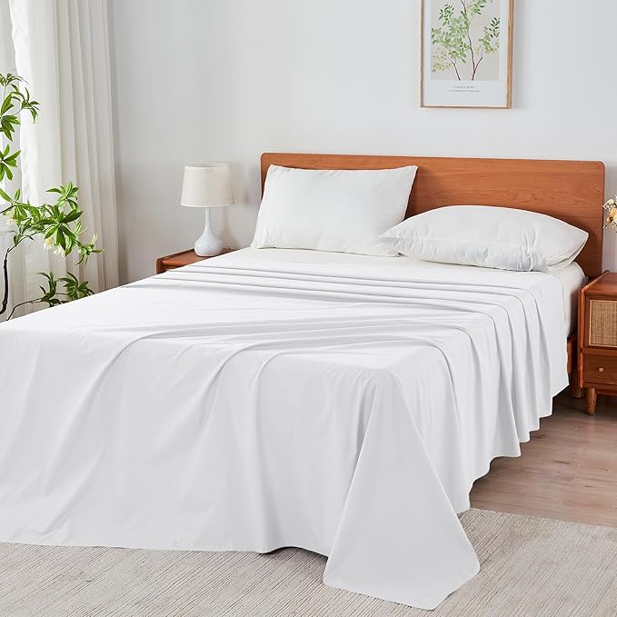 King Size Flat Sheet 2 Pack, 100% Cotton Percale Flat Bed Sheet, Breathable - Image 8