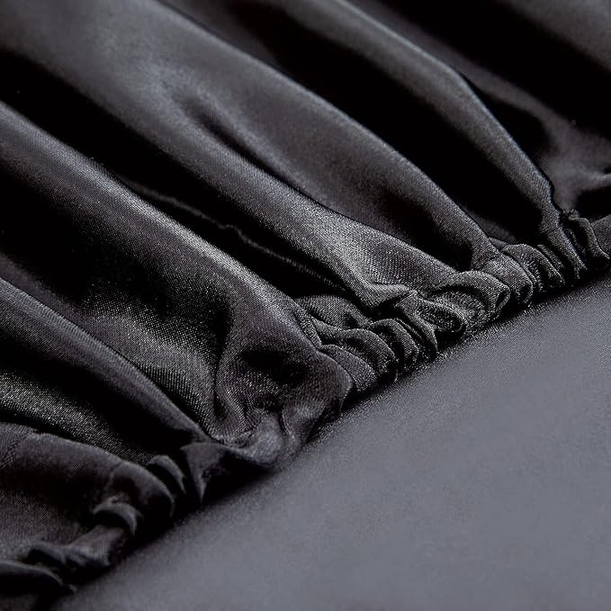 Homiest Black Satin Fitted Twin XL Size Deep Pocket Luxury & Ultra Soft Bedding - Image 4