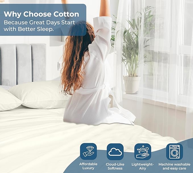 Royale Linens 100% Organic Cotton Queen Flat Sheet Only - Image 7