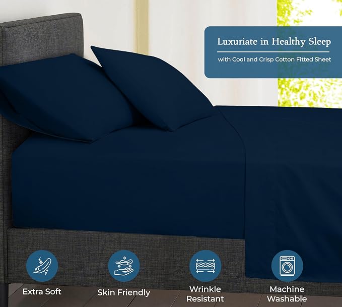 Royale Linens 400 Thread Count 100% American Grown Cotton Fitted Sheet Queen - Image 3