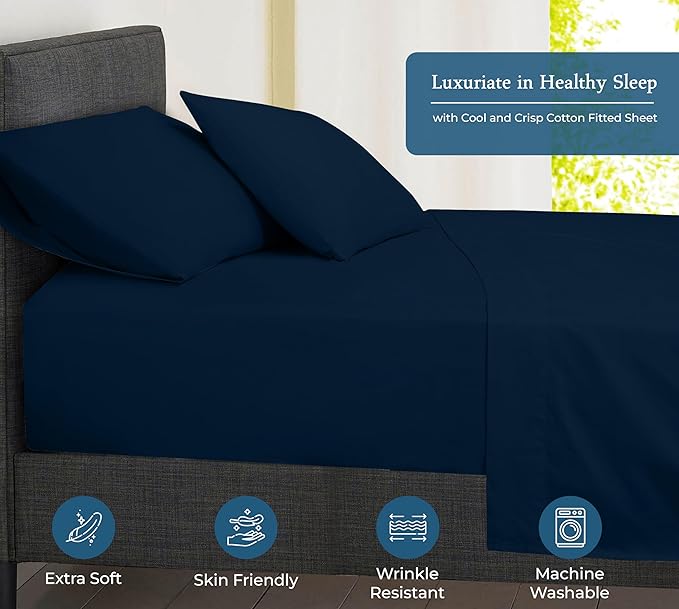 Royale Linen 400 Thread Count 100% American Grown Cotton Fitted Sheet Twin Size - Image 3