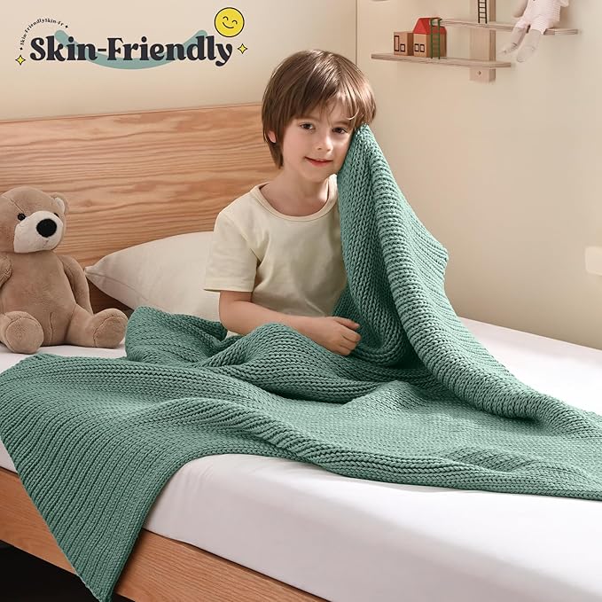 Guohaoi Knitted Weighted Blanket Kids No Beads Cooling Heavy Blanket, Home - Image 2