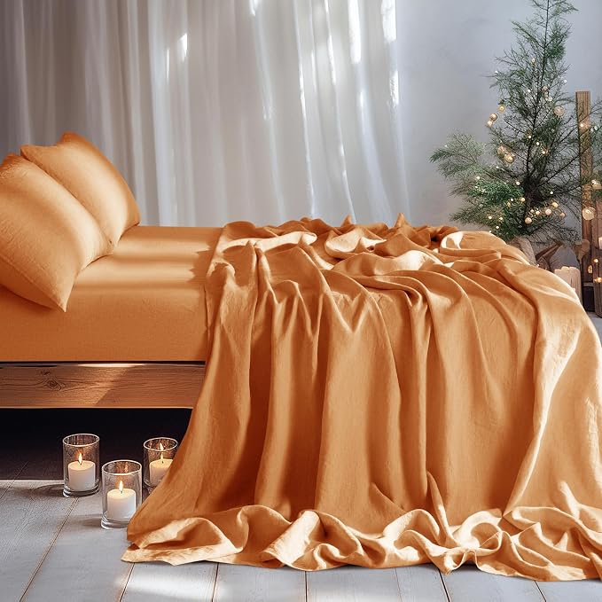 LBRO2M 100% Pure Linen Sheet Set Deep Pocket Up to 16" Bed Sheets Sets - Image 4